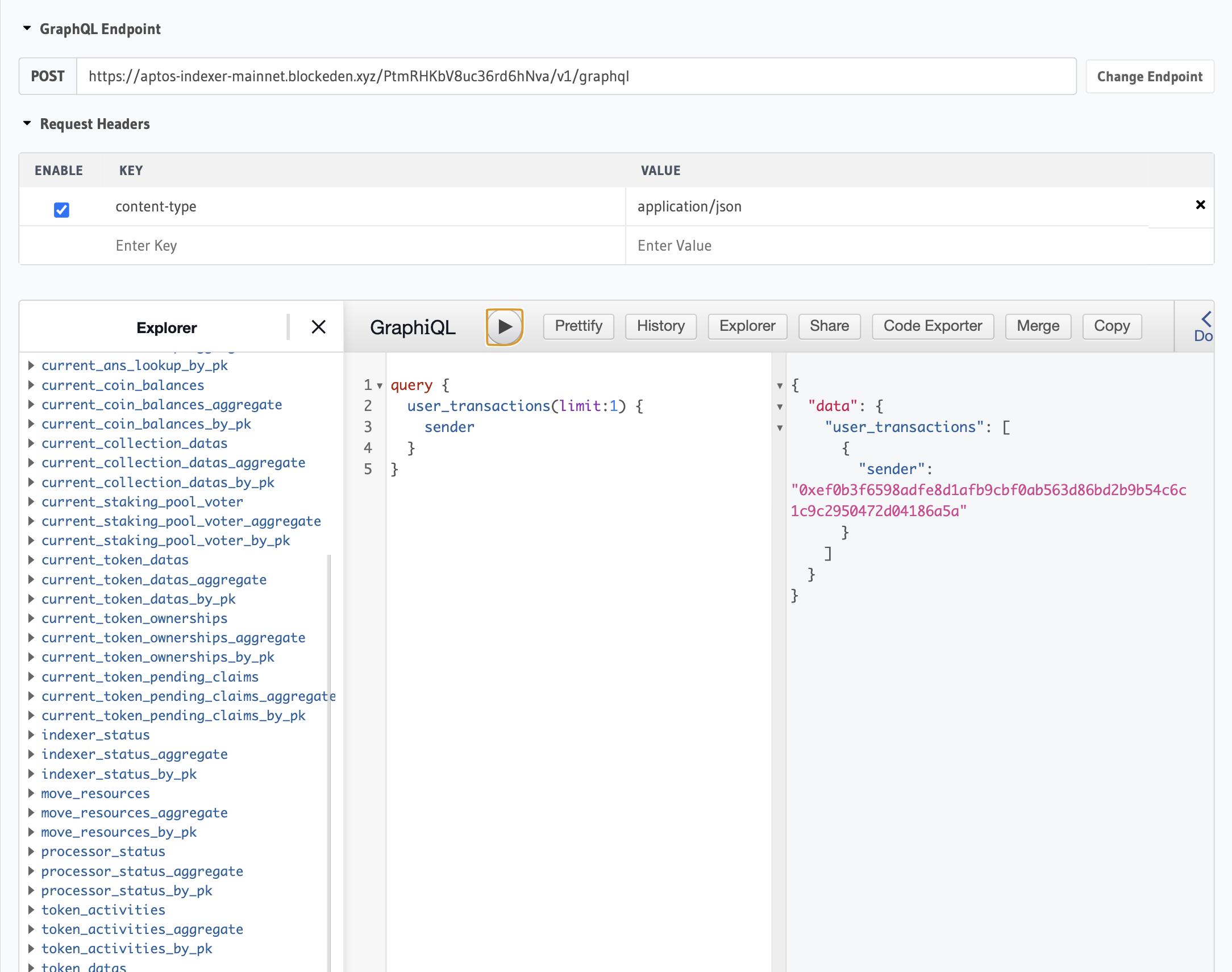 Get Aptos GraphQL Step 3
